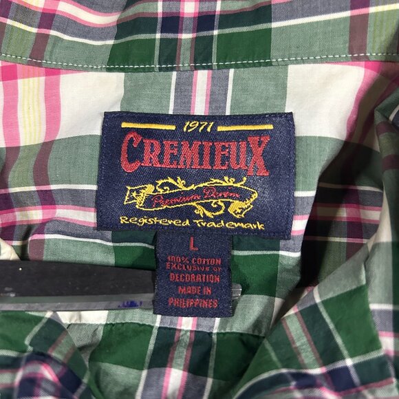 DANIEL CREMIEUX SHIRT PLAID GREEN PINK COLORFUL Y2k Vintage Large - Picture 2 of 13
